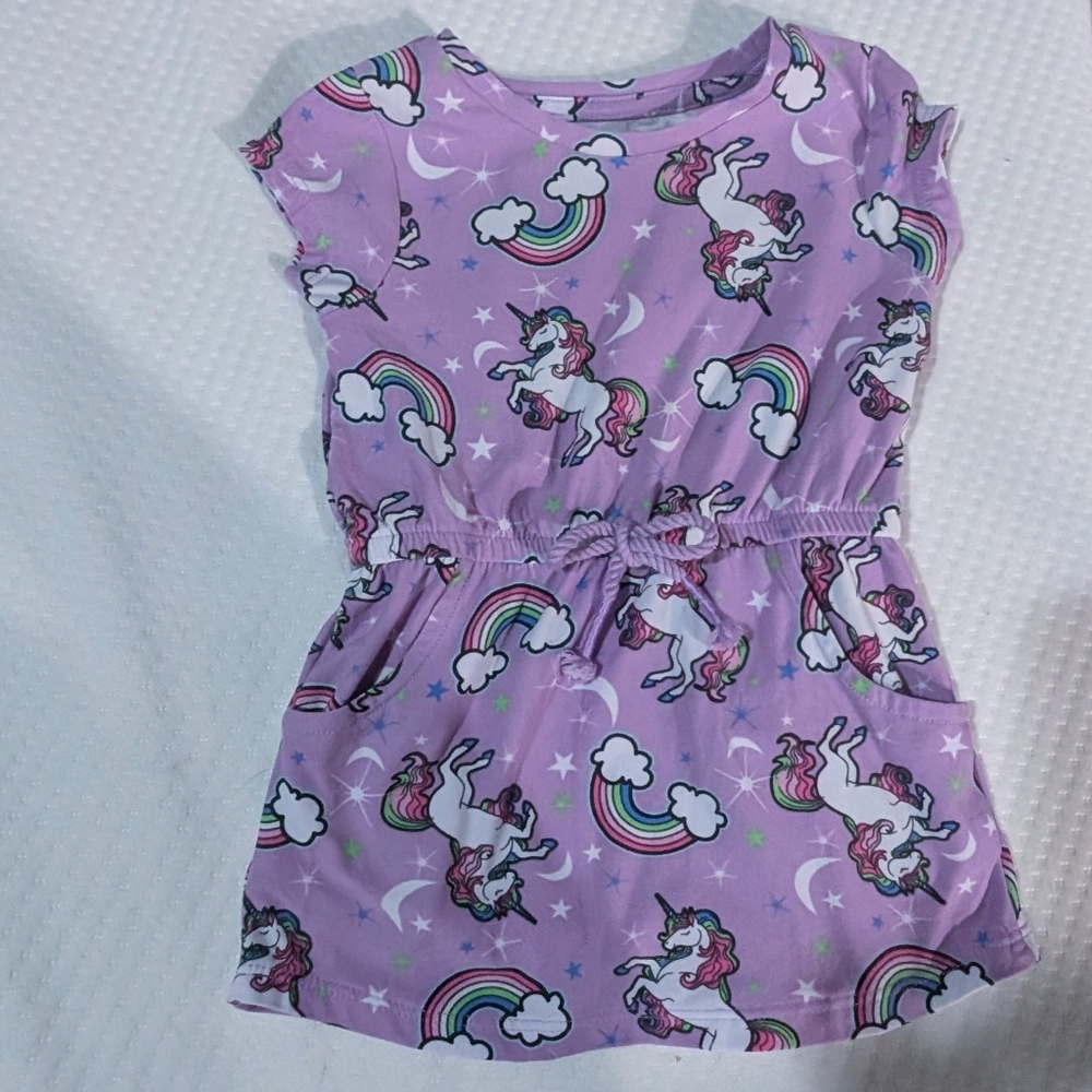 Kidgets Lavender Unicorn & Rainbow Toddler Dress